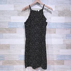 Old Navy Linen Sleeveless Square Neck Shift Dress Black Womens Small Tall ST